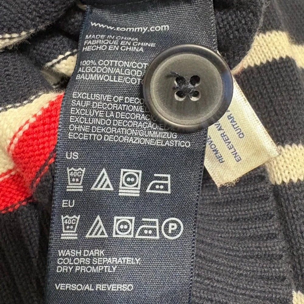 Tommy Hilfiger‎ Men Chunky Sweater S Button Mock Neck Nautical Preppy Old Money